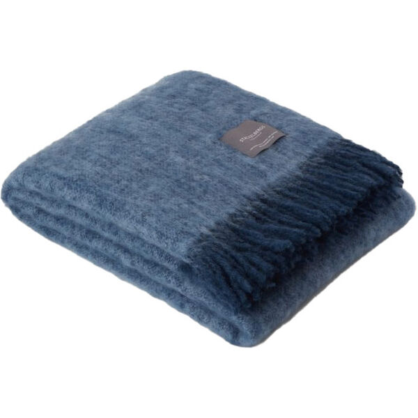 Mohair Teppe Rullet Frynse 130x170 cm Denim / Sky Blue Melange