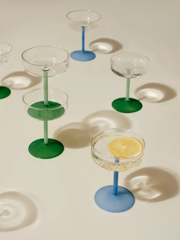 Tint Champagneglass 2-pk Klar / Jadegrønn