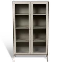 Volt Skåp Med Glasdörrar 130 cm Beige/Rostfritt Stål