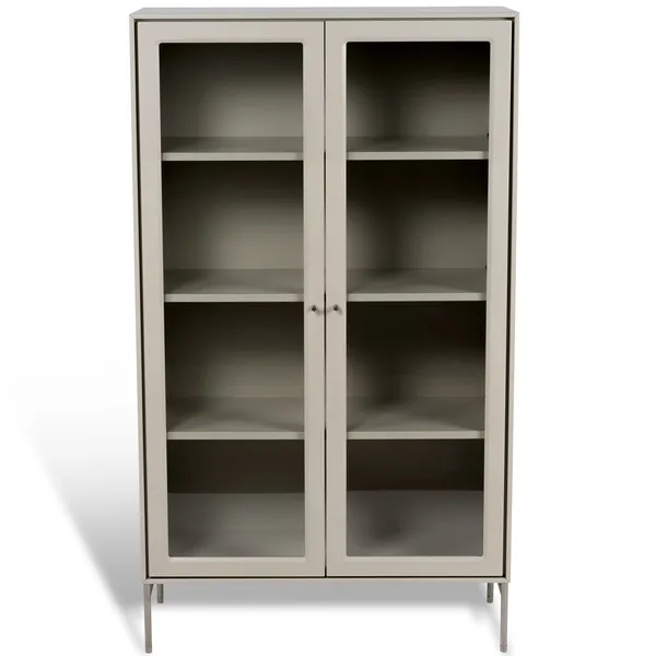 Volt Skåp Med Glasdörrar 130 cm Beige/Rostfritt Stål