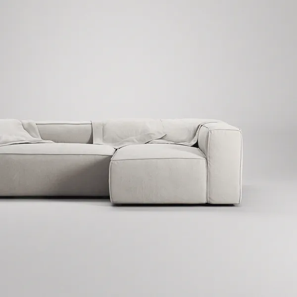Grand 3-Sitssoffa Divan Höger Minetyg Moon White