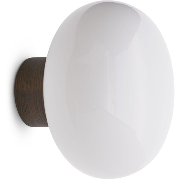 Karl-Johan Vegglampe Røkt Eik / Hvit Opalglass