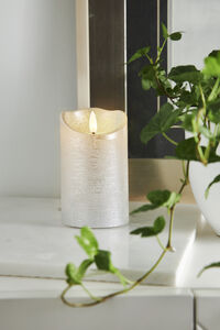 Flamme Rustic LED Blockljus Silver 12 cm
