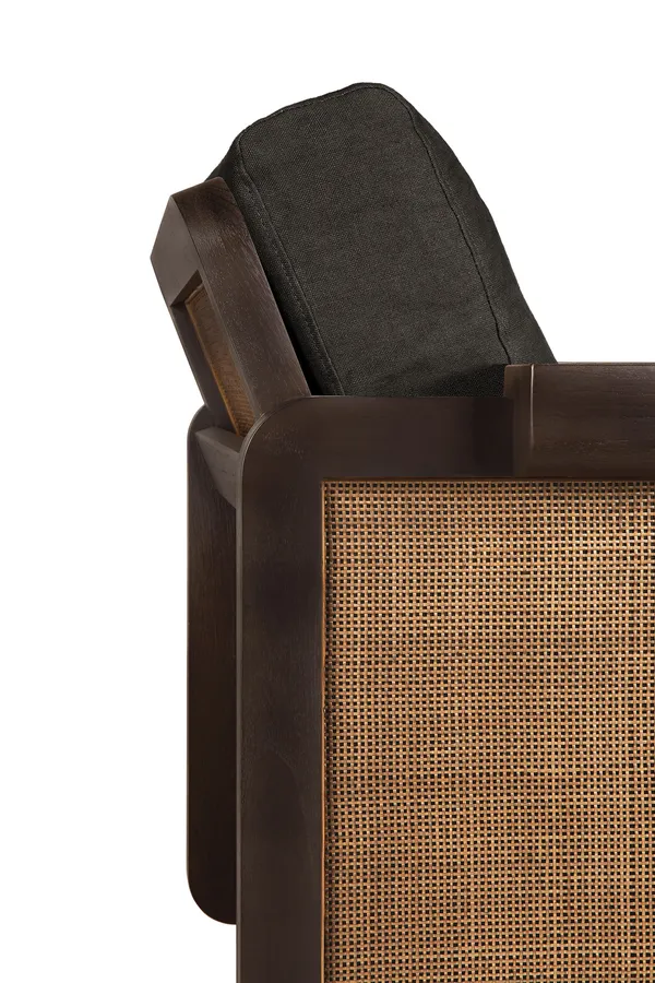Panel Fåtölj Teak / Grått Linne