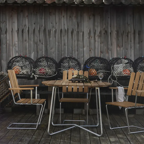 9A Bord Ø100 cm Obehandlad Teak / Varmförzinkat Stål