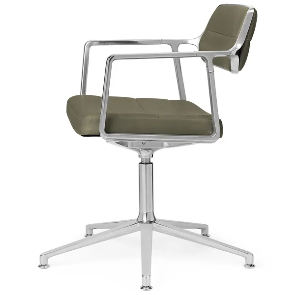 453+ Swivel Chair Polished Aluminium / Bosco Green Leather