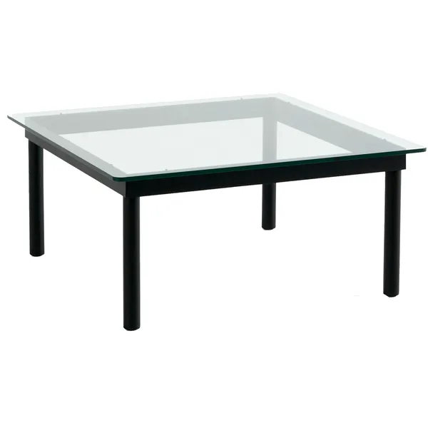 Kofi Salongbord 80x80 cm Sort Vannbasert Lakkert Eik / Klart Glass
