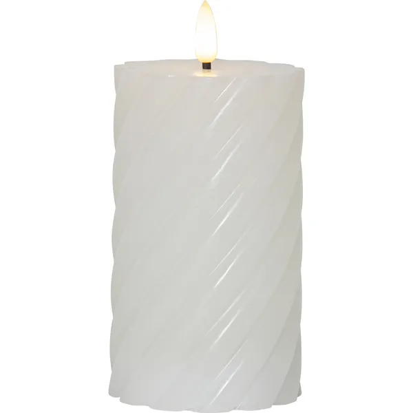 Flamme Swirl LED Bloklys 15 cm Beige