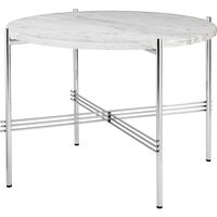 TS Sofabord 55 cm Poleret Stål / Hvidt Carrara marmor