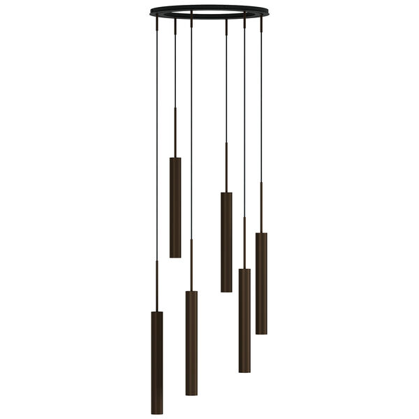 Tubulaire Lysekrone Bronzed 6 Pendeler