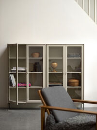 Volt Skåp Med Glasdörrar 130 cm Beige/Rostfritt Stål