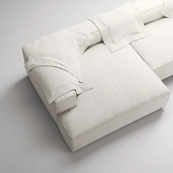 Grand 5-Sitssoffa schäslong Vänster Bouclétyg Steam White