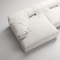 Grand 5-Sitssoffa schäslong Vänster Bouclétyg Steam White