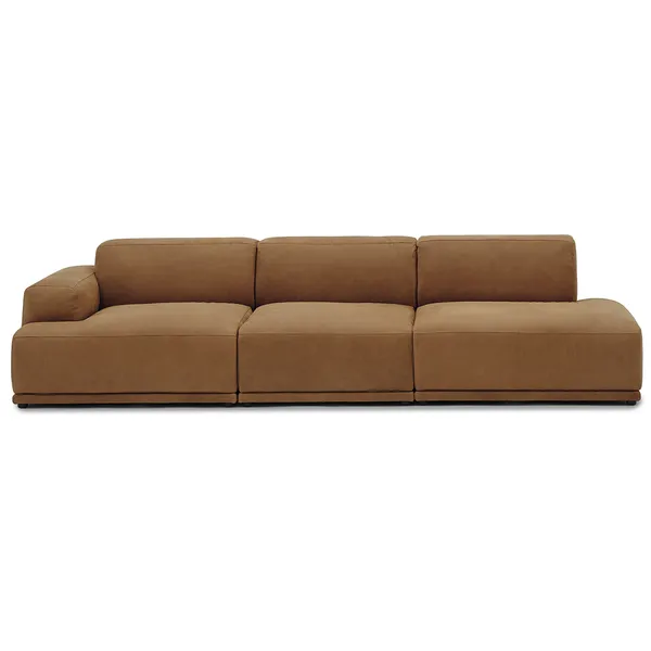 Connect Soft Modulär 3-sitssoffa Med Öppen Högersida Grace Leather Cognac
