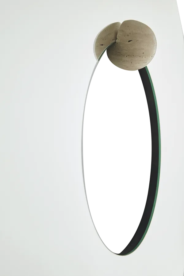 Castellum Vægspejl Ø80 cm Travertin