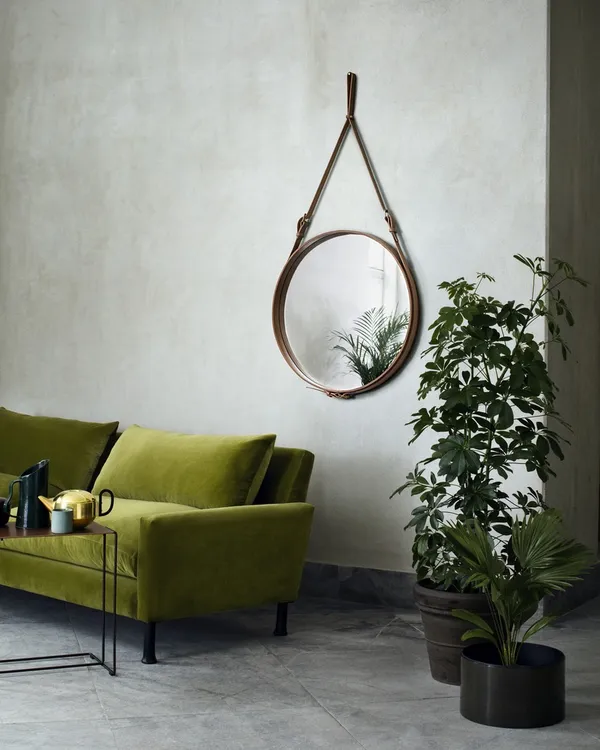Adnet Veggspeil Sirkulær 58 cm Brun