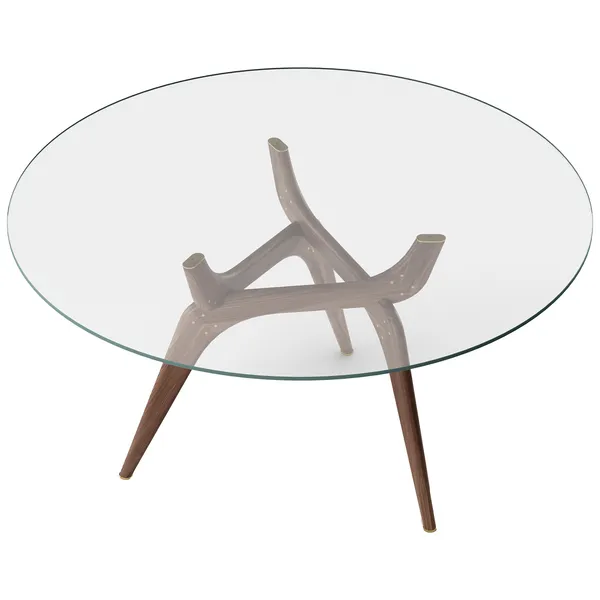 Triiio Spisebord Ø135 cm Olieret Valnød / Klart Glas