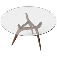 Triiio Spisebord Ø135 cm Olieret Valnød / Klart Glas