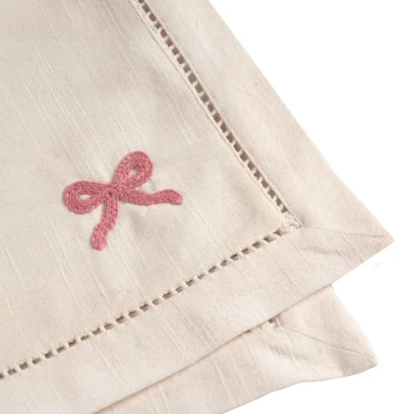 Bow Bomullsserviett 45x45 cm Rosa