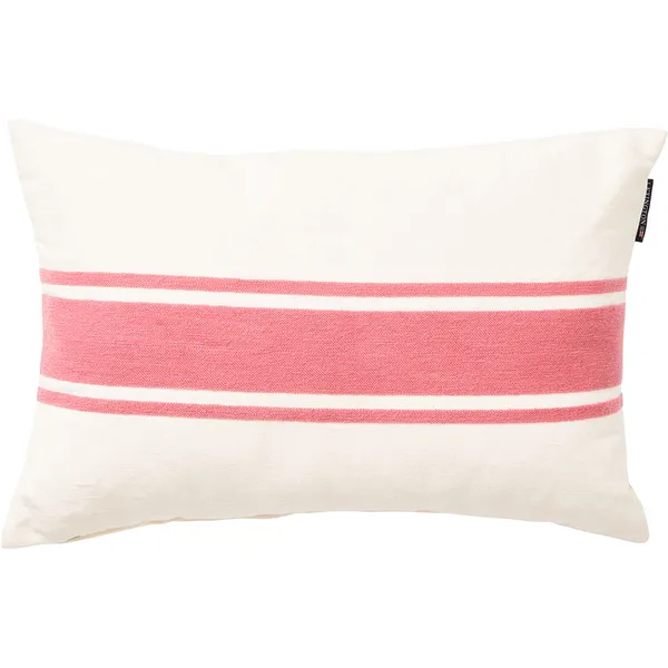 Embroidery Center Striped Linen/Cotton Tyyny 40x60 cm Pinkki/Luonnonvalkoinen