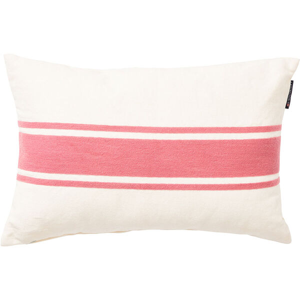 Embroidery Center Striped Linen/Cotton Pute 40x60 cm Rosa/Off-white