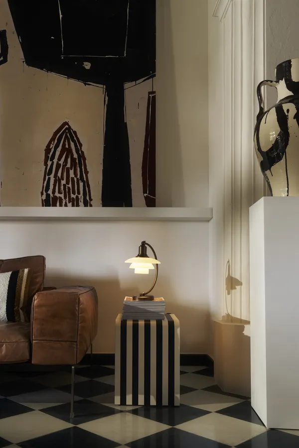 PH 2/2 Luna Bordlampe Aged Brass / Opalglass