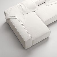 Grand 4-Sitssoffa Divan Vänster Bouclétyg Steam White
