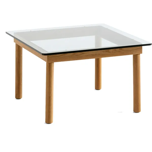 Kofi Sidebord 60x60 cm Vandbaseret Lakeret Eg / Klart Glas
