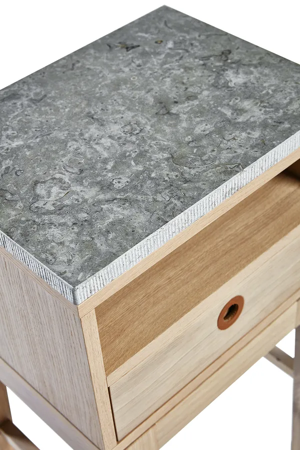 Höllviken Bedside Table Tall Legs White Pigmented Oak