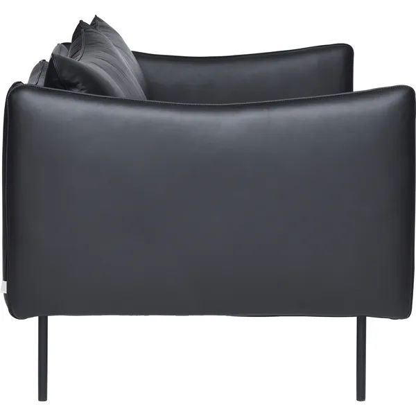 Tiki Sofa 2-seters Svarte Ben / Skinn Elmosoft Svart