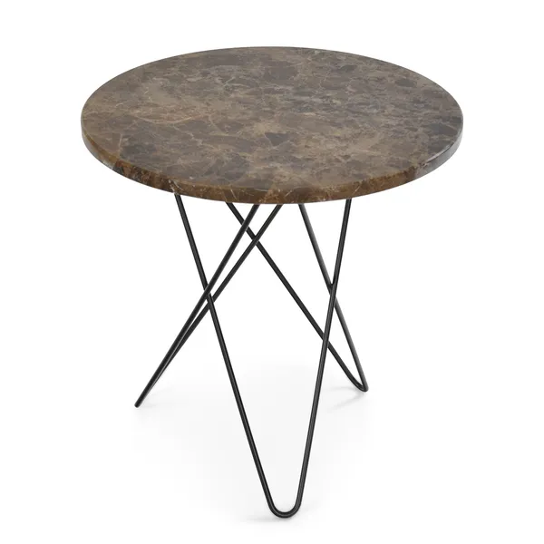 Tall Mini O Side Table Ø50 cm Black frame/White marble