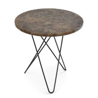 Tall Mini O Side Table Ø50 cm Black frame/White marble