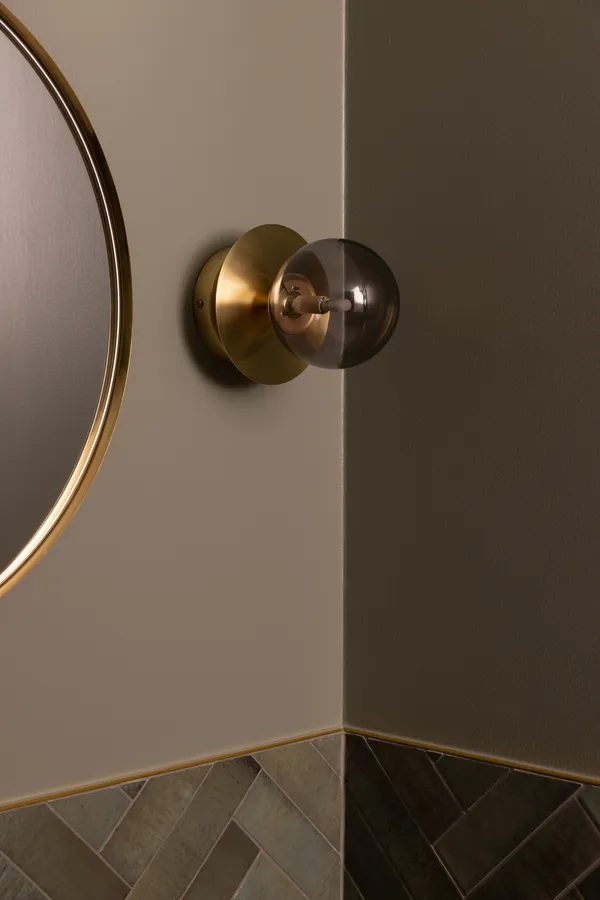 Art Deco Vegg-/Taklampe Røykfarget / Messing