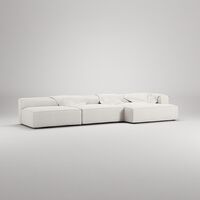 Grand 5-Sitssoffa schäslong Höger Bouclétyg Steam White