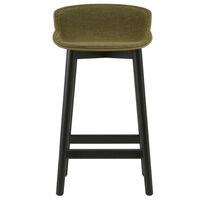 Hyg Barstol 65 cm Betrukket Forside Olivengrøn / Sort Egetræ