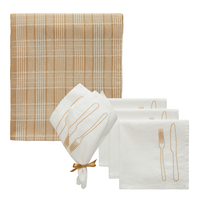 La Tavola / Rita Tekstiilisarja 4 Servettiä + Pöytäliina Valkoinen / Beige / Latte