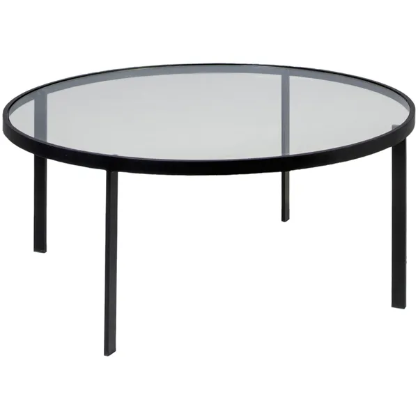 Square Soffbord Ø93x40 cm Svart/Glas