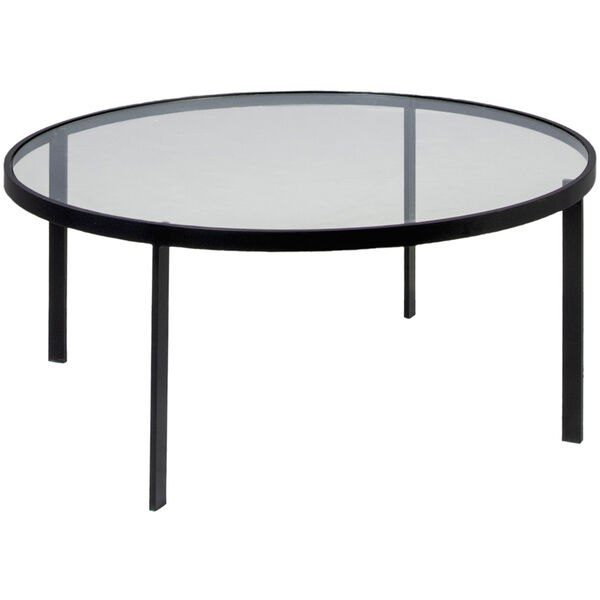 Square Sofabord Ø93x40 cm Sort/Glas