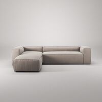 Grand 4-Sitssoffa Divan Vänster öppet avslut Med Fotpall Minetyg Sandshell Beige