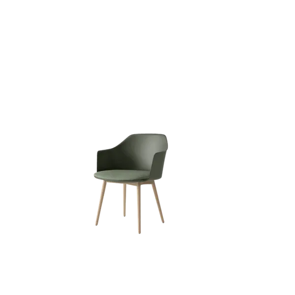 Rely HW77 Ruokatuoli Käsinojilla Pehmustettu Istuinosan Bronze Green/Kirkaslakattu Tammi/Canvas 0926