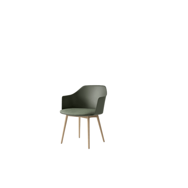 Rely HW77 Spisebordsstol Med Armlæn Polstret Sæde Bronze Green/Klarlakeret Eg/Canvas 0926