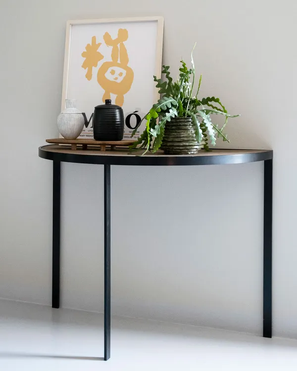 Square Konsollbord 93xx46x70 cm Svart/Burned Walnut
