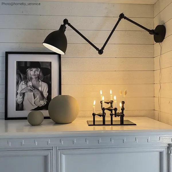 Bazar Vegglampe Lang Arm Svart