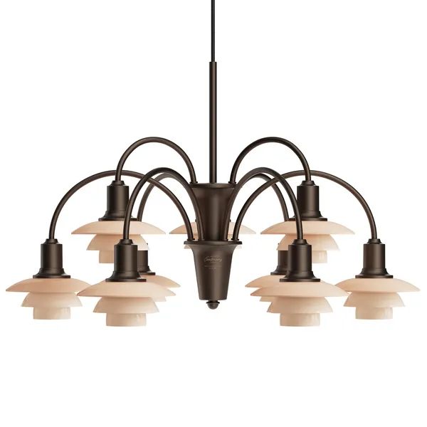 PH 1/1 Ljuskrona Med 9 Armar Centenary Edition Aged Brass / Dusty Terracotta
