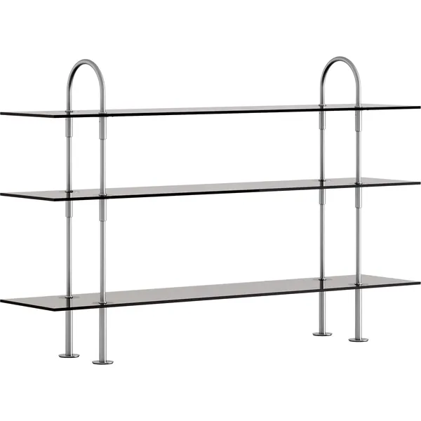 Keen Hyldesystem Med 3 Hylder 160 cm Satinpoleret Rustfrit stål / Tonet Glas