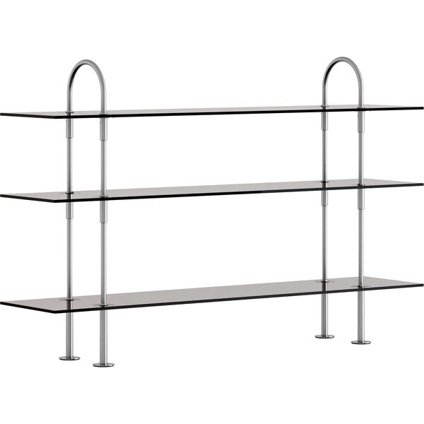 Keen Hyldesystem Med 3 Hylder 160 cm Satinpoleret Rustfrit stål / Tonet Glas