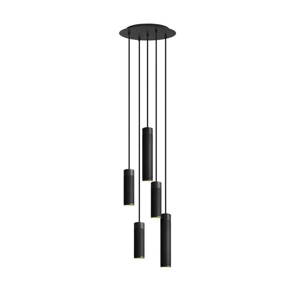 Cluster Pendel 5 Sort Bruneret Messing