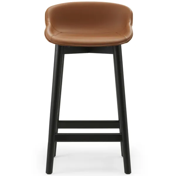 Hyg Barstol 65 cm Brandy Læder / Sort Egetræ