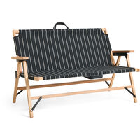 Outdoor Market Folding Sofa Black With Beige Stripe