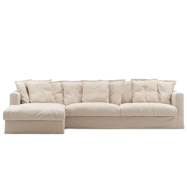 Betræk Til Le Grand Air 3-personers Sofa Bomuld Divan Venstre Beige